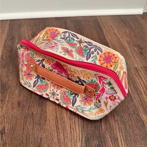 Floral Cosmetic Bag | Makeup Travel Pouch Toiletry Case Pink Zipper